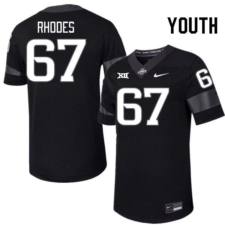 Youth #67 Carson Rhodes Iowa State Cyclones College Football Jerseys Stitched-Black